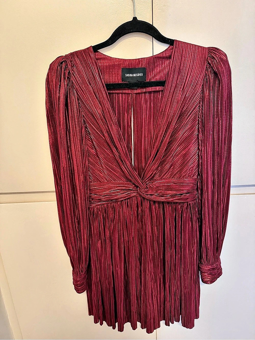 Sabina Musayev Glause Dress Pleated Mini Red Small